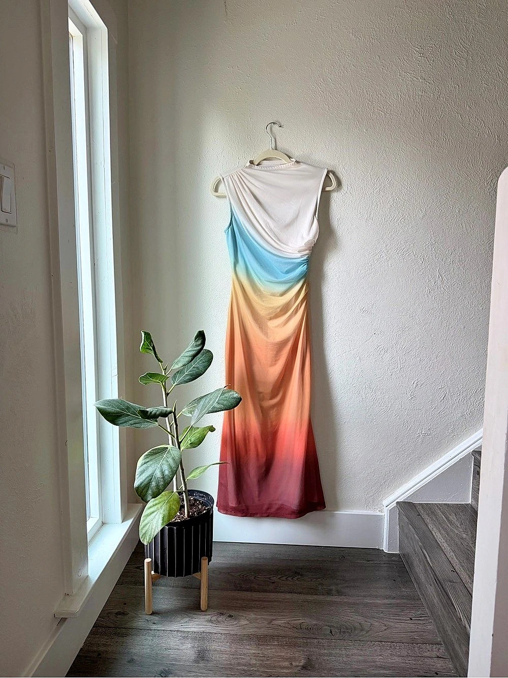 Commense Gradient Mesh Backless Maxi Dress Multicolor Medium